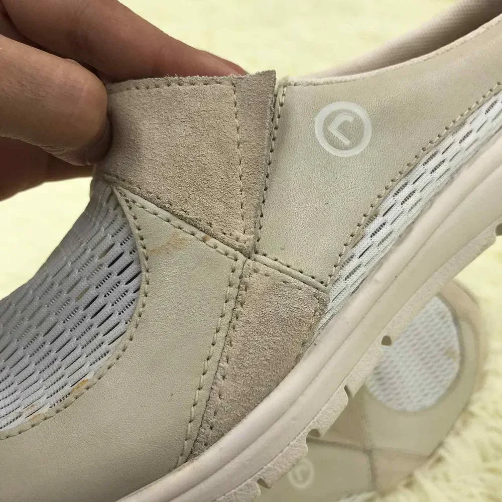 Rockport Shoes Womens 7M‎ Cream Washable Slip On Leather Comfort Sneaker
